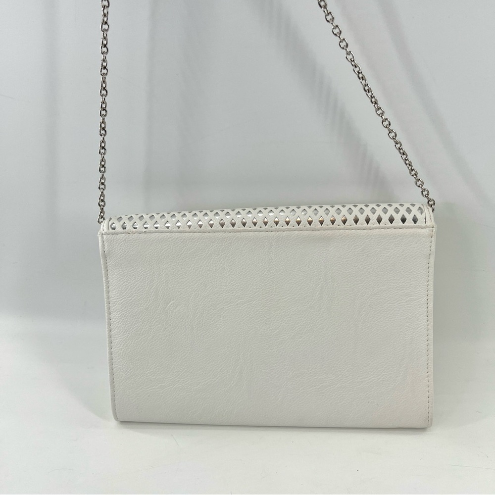 Woven Faux Leather envelope‎ clutch shoulder Bag White Silver lulu Townsend - Picture 4 of 14